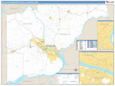 Richland-Kennewick-Pasco Metro Area Wall Map Basic Style 2025